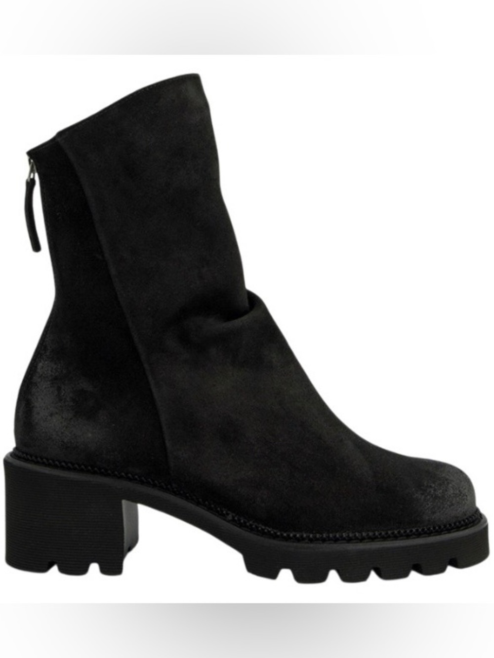 Black leather boots. Lug Sole Boots.
